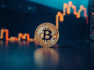 Bitcoin coin in foreground with a glowing price chart in the background, symbolizing a potential new bull market phase.