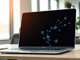 Laptop displaying a unified AI memory interface for Claude, representing the new sync between chat and Cowork.