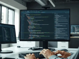 Developer using Cursor's AI code editor with Origin repository interface on screen
