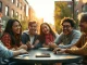 College students meet in person at a cafe after being matched by the AI dating app Ditto