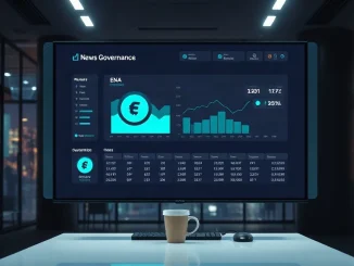 Ethena ENA token governance dashboard on screen in modern office
