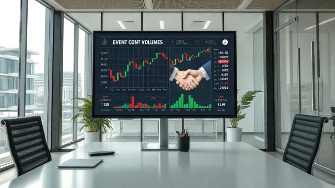 Digital trading screen with event contract charts in a modern financial office, representing Gemini's prediction market expansion through Apex.