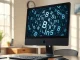Computer monitor showing a chat interface with scrambled text, illustrating the Grok glitch.