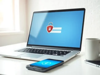Laptop and smartphone showing account security login and two-factor authentication prompts