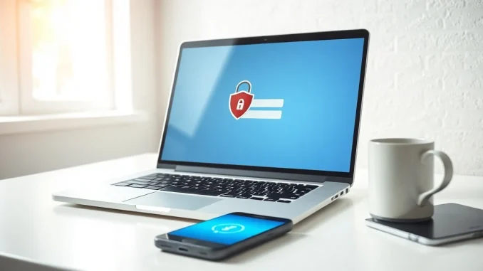 Laptop and smartphone showing account security login and two-factor authentication prompts