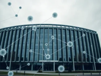 European Commission headquarters in Brussels with digital network overlay symbolizing DeFi regulation challenges