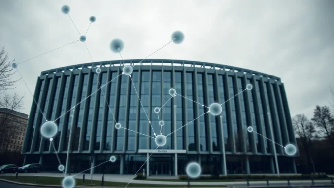 European Commission headquarters in Brussels with digital network overlay symbolizing DeFi regulation challenges