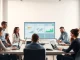 Team collaborating in a modern office with digital automation dashboards, representing Naïve's AI business infrastructure.