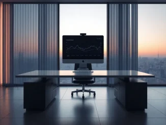 Empty executive office at dusk symbolizing Brad Lightcap's departure from OpenAI