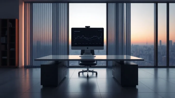 Empty executive office at dusk symbolizing Brad Lightcap's departure from OpenAI