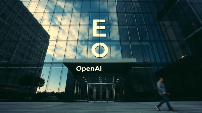 A low-angle view of the OpenAI headquarters in San Francisco on an overcast afternoon.