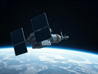 Starcloud orbital data center satellite in low Earth orbit with Earth horizon visible