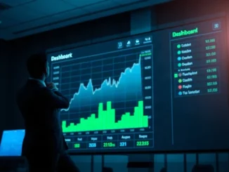 Analyst reviewing tokenized stock transfer volume dashboard showing 415% growth