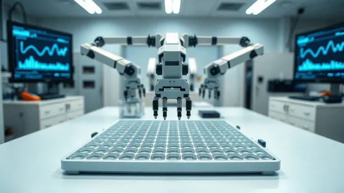 Vivodyne's robotic HIVE lab system handling tissue culture plates in a modern biotech facility.