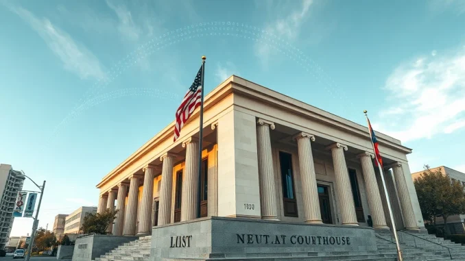Washington state courthouse with digital data overlay symbolizing the Kalshi prediction market ruling