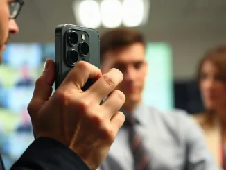 Photographer using iPhone 18 Pro to capture an image, representing Apple's new photo authenticity feature.
