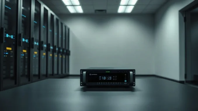 Institutional cryptocurrency custody hardware in a secure server room