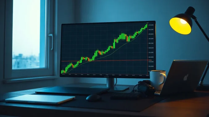 Trading monitor showing Bitcoin's third-quarter price chart rising against high Treasury yields