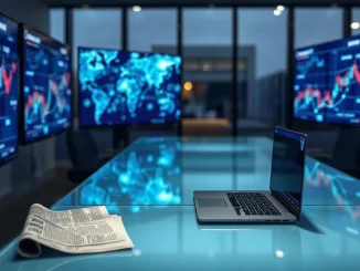 Corporate treasury desk with monitors showing network and market charts, illustrating Bitmine's ether holdings