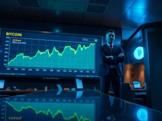 Analyst watching a bank trading screen showing Bitcoin and Ether price charts