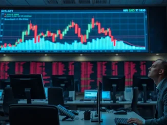 Analyst watching a derivatives price board on a trading floor at dusk