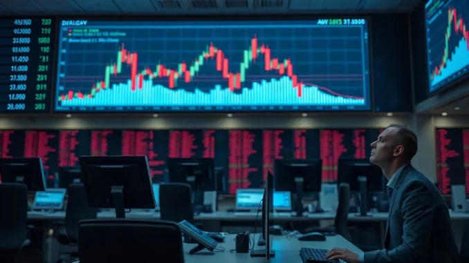 Analyst watching a derivatives price board on a trading floor at dusk