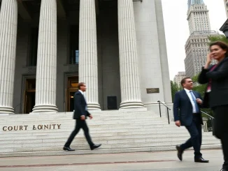 Federal courthouse columns in Manhattan, where Roman Storm's Tornado Cash case is being heard