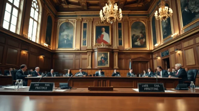 Meeting room of a French parliamentary committee in Paris where the 2027 budget amendments were adopted