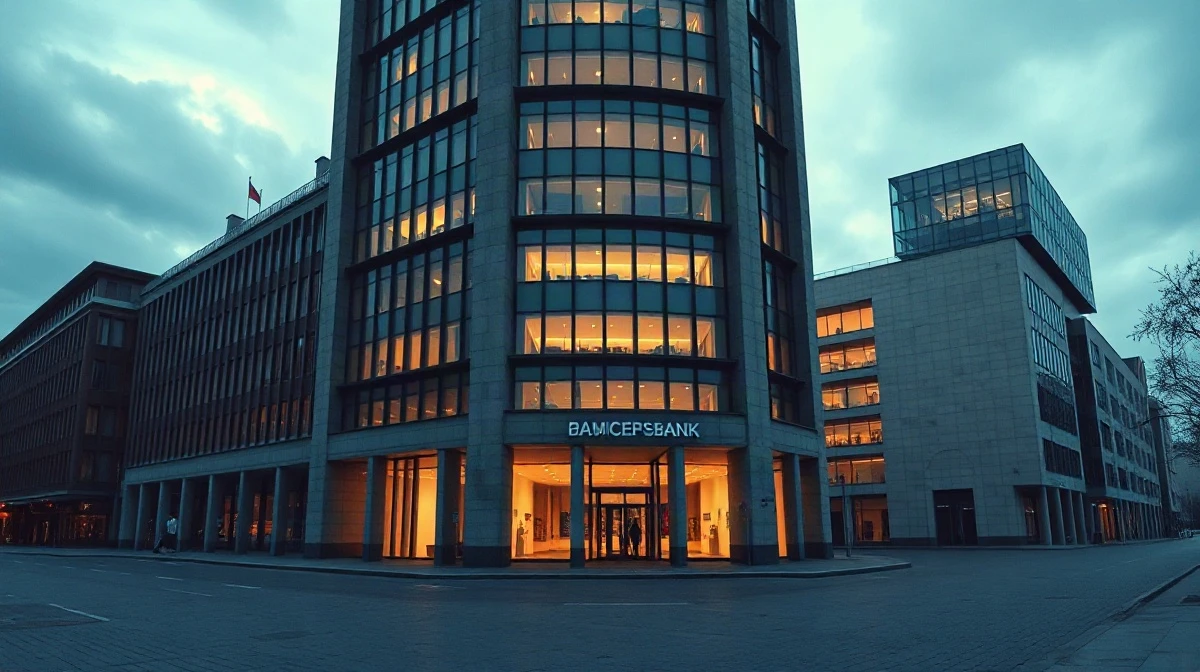 Modern Moscow bank headquarters tower lit at dusk, representing Sberbank's new crypto trading and custody registrations