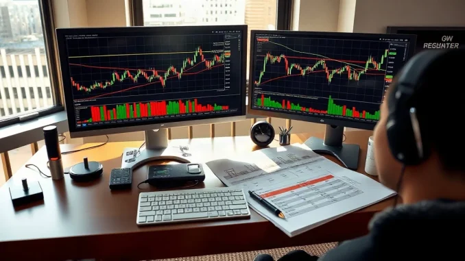 Trading desk with charts and a regulatory filing document after the SEC approved 3x leveraged Bitcoin and Ether ETPs