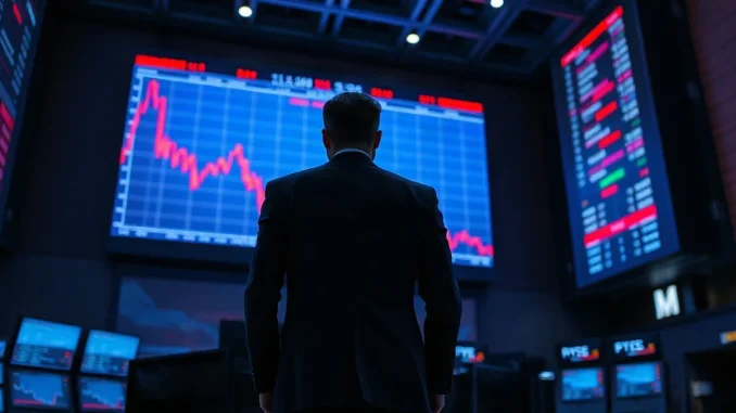 Trader watching a sharply falling stock chart on a trading floor after MSCI's index ruling