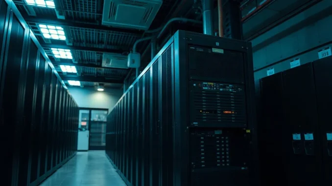 Servers in a secure government evidence facility representing seized cryptocurrency holdings